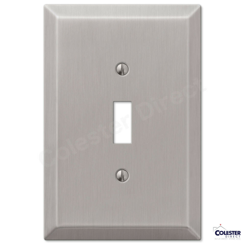 Colester Direct Brushed Satin Nickel Wall Switch Plate Outlet Cover Toggle Rocker GFI (Toggle-Single)
