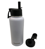 Stainless Steel Double-Insulated Water Bottle with Flip Top and Wide Mouth Lid