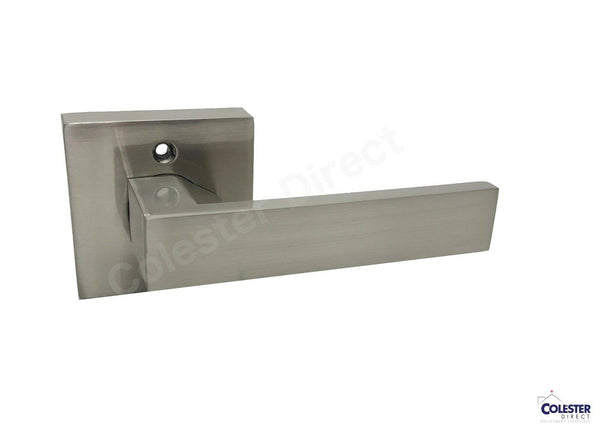 Brushed Satin Nickel Square Dummy Door Lever Right or Left Heavy Duty