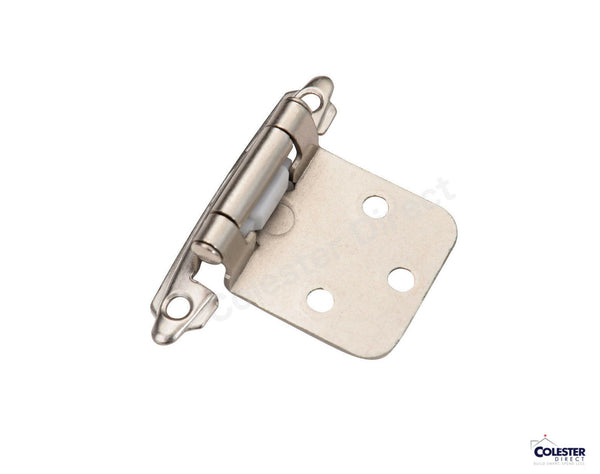 Qty 2 Satin Nickel Self Closing Kitchen Cabinet Hinge Face Mount Overlay