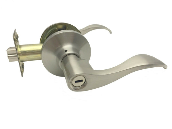 Brushed Satin Nickel Privacy Lever Handle Lock Wave