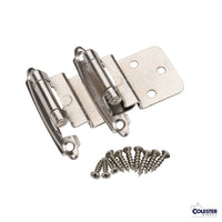 Qty 50 Satin Nickel Self Closing Cabinet Hinge Face Mount Overlay 3/8 Inset