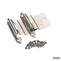 Qty 2 Satin Nickel Self Closing Cabinet Hinge Face Mount Overlay 3/8 Inset