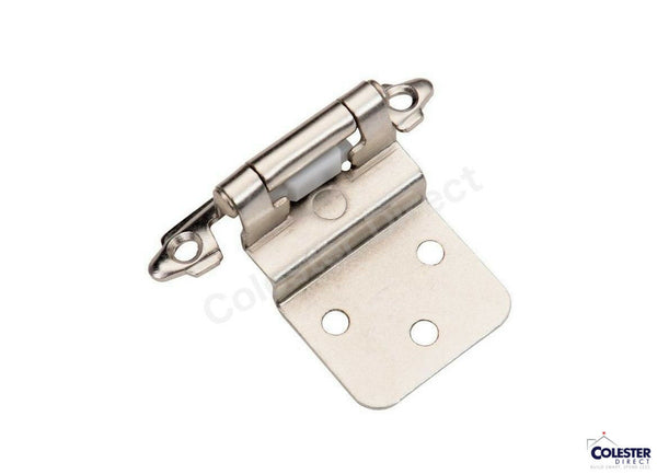 Qty 2 Satin Nickel Self Closing Cabinet Hinge Face Mount Overlay 3/8 Inset