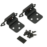 Qty 2 Black Self Closing Cabinet Hinge Face Mount Overlay 3/8 Inset