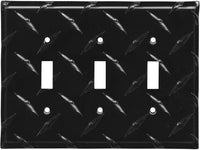 Black Diamond Plate Aluminum Wall Switch Plate Outlet Cover Toggle Rocker GFI Garage