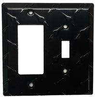 Black Diamond Plate Aluminum Wall Switch Plate Outlet Cover Toggle Rocker GFI Garage