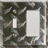 Diamond Plate Aluminum Wall Switch Plate Outlet Cover Toggle Rocker GFI Garage