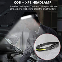 LED Rechargeable Headlamp Inspection Work Light and Flash Light with Wave Induction